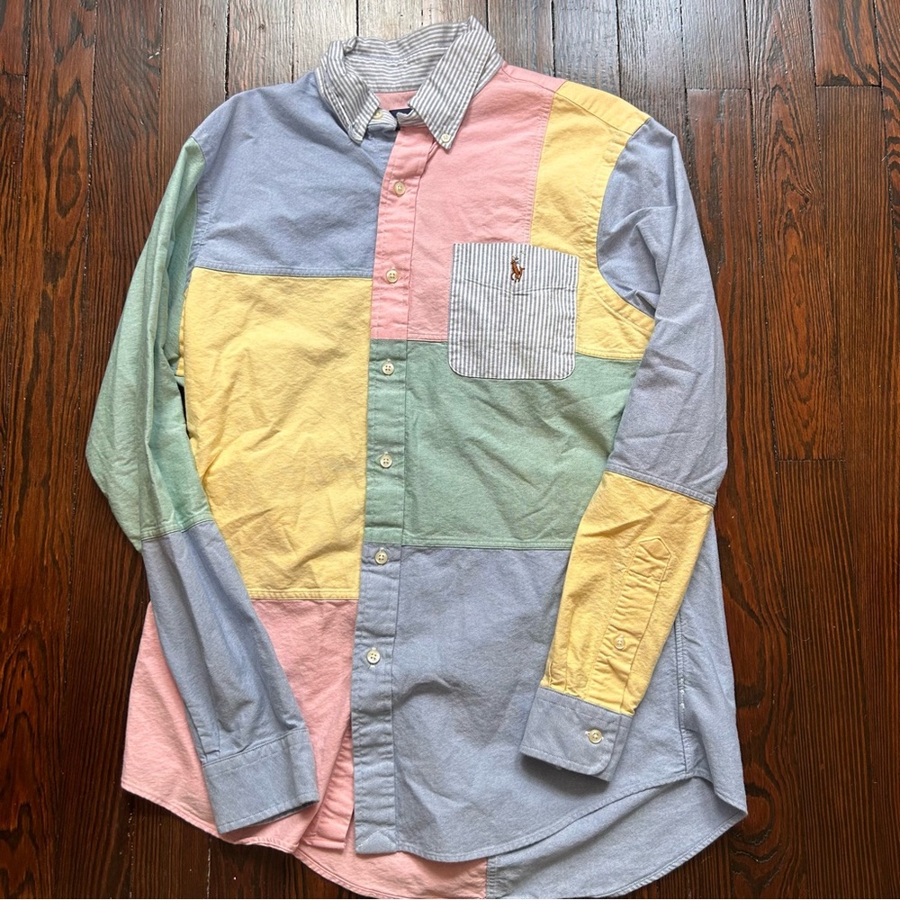Ralph Lauren Blue and Pink Casual Button Down Shirt